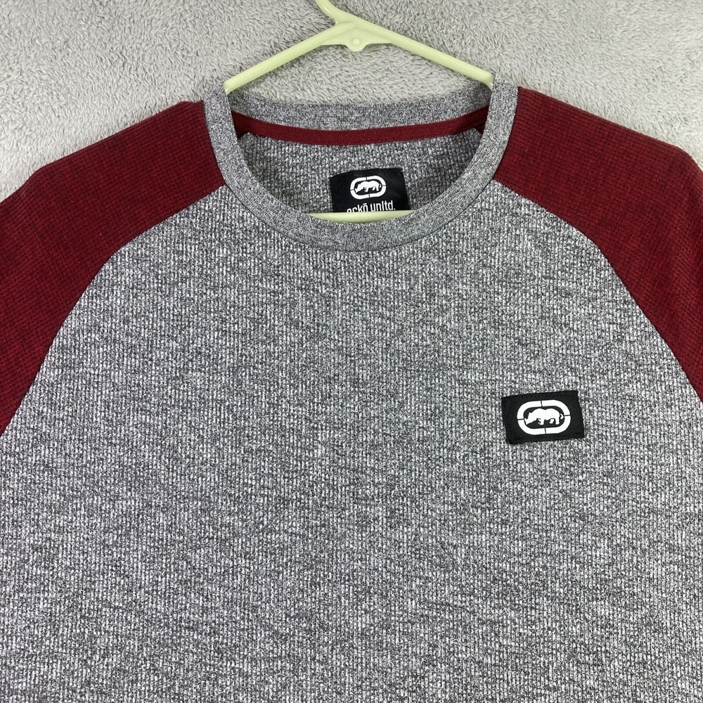 Ecko Unltd. Shirt Adult Large Gray Red Rhino Logo Long Sleeve Comfort Preppy - Picture 2 of 14